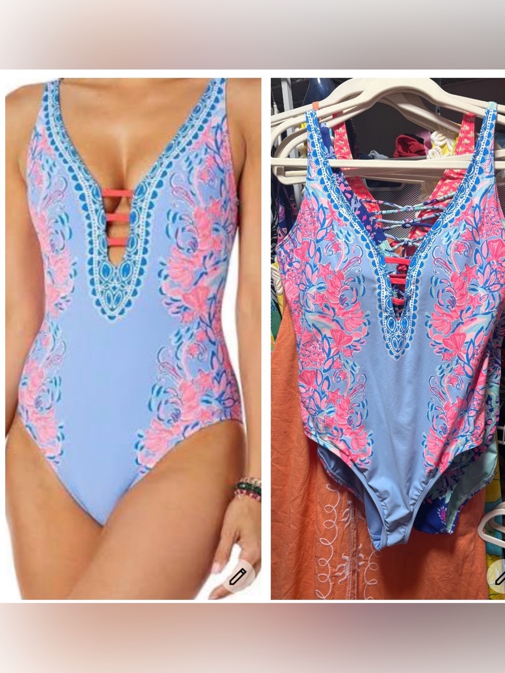 Lilly Pulitzer jaspen shrimply the best One-Piece Swimsuit SZ  14